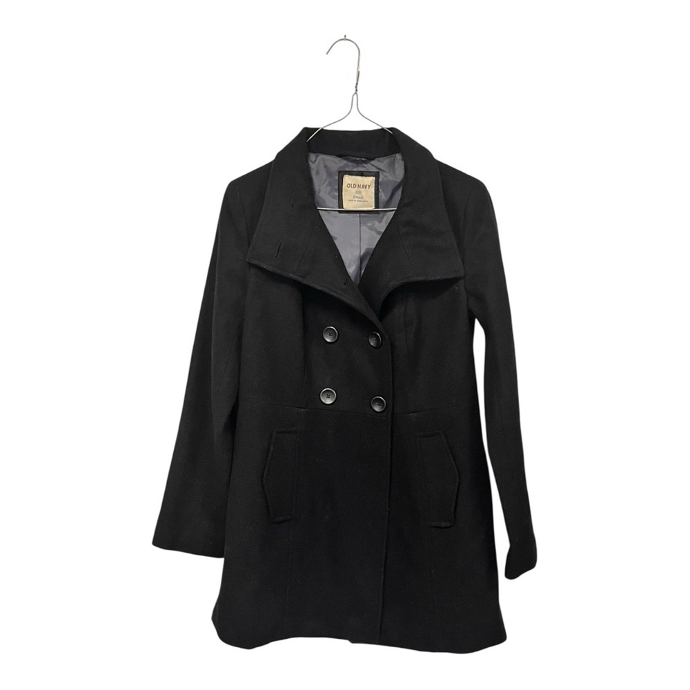 Old Navy | Black Wool Blend Winter Peacoat Coat S